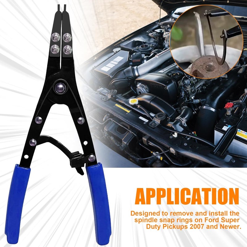 Guweta 38700 Snap Ring Pliers Internal External 10" Large Heavy Duty Ratchet Locking Design Anti-slip Circlip Pliers Blue Automotive Removal Tool Kit Compatible with Ford Super Duty Pickups 2007 and Newer - Image 5